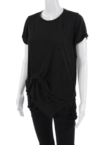 Allsaints Women Black Tunic T-Shirt Short Sleeve Crew Neck Size S