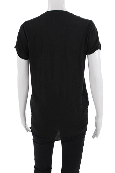Allsaints Women Black Tunic T-Shirt Short Sleeve Crew Neck Size S