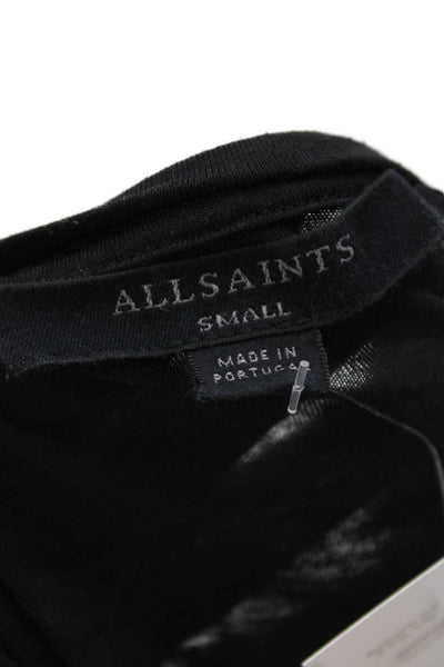 Allsaints Women Black Tunic T-Shirt Short Sleeve Crew Neck Size S