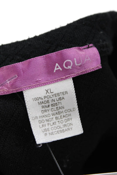Aqua Women Cropped Basic Black T-Shirt Short Sleeve Crew Neck Size XL