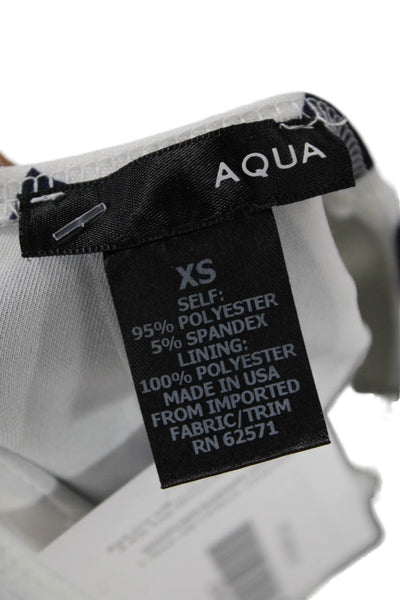 Aqua Women Cropped Dark Blue Geometric T-Shirt Short-Sleeve Size XS