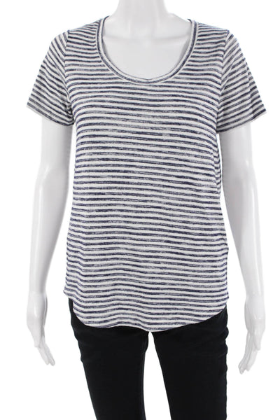 Liverpool Los Angeles Womens Striped Jersey T-Shirt White Short Sleeve Size S