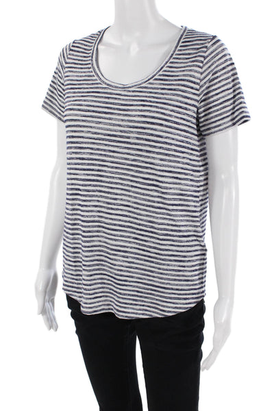 Liverpool Los Angeles Womens Striped Jersey T-Shirt White Short Sleeve Size S