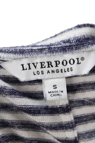 Liverpool Los Angeles Womens Striped Jersey T-Shirt White Short Sleeve Size S