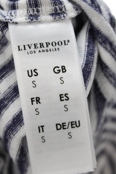 Liverpool Los Angeles Womens Striped Jersey T-Shirt White Short Sleeve Size S