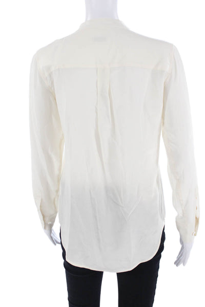 Equipment Femme Women Button-Up Blouse White High Neck Long Sleeve Size XS