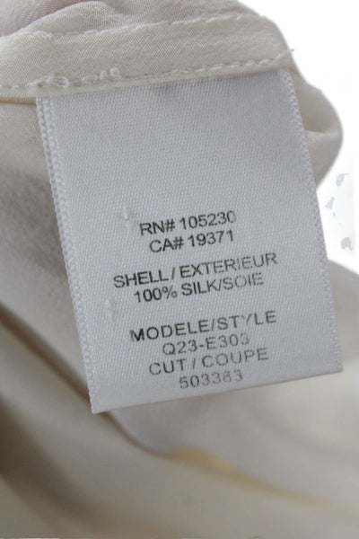 Equipment Femme Women Button-Up Blouse White High Neck Long Sleeve Size XS