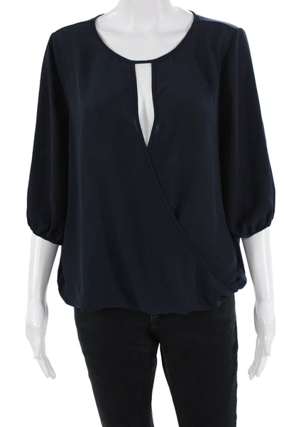 Vince Camuto, Women Dark Blue Round Neck 3/4 Sleeve Blouse Size S