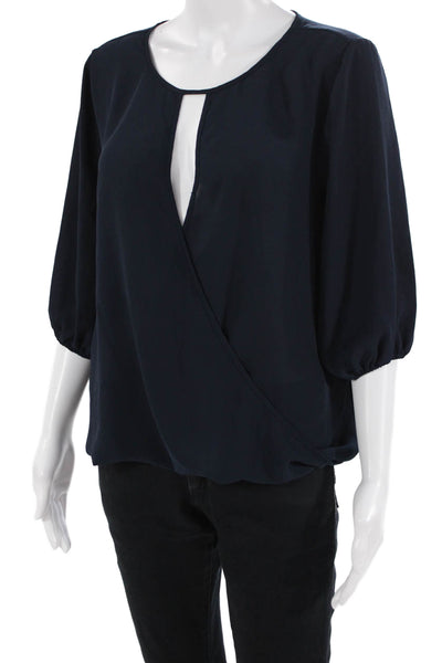 Vince Camuto, Women Dark Blue Round Neck 3/4 Sleeve Blouse Size S