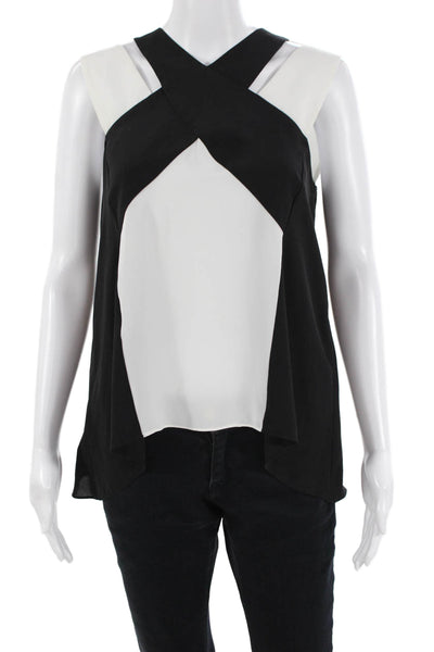 BCBGMAXAZRIA Womens Black Button Front Polyester Tank Top Designer Size 2XS
