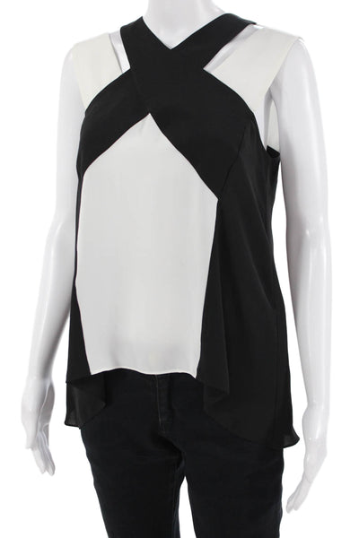 BCBGMAXAZRIA Womens Black Button Front Polyester Tank Top Designer Size 2XS
