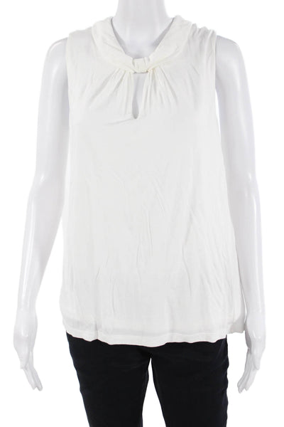 Cabi Women White Sleeveless Basic Blouse 100% Rayon Size M