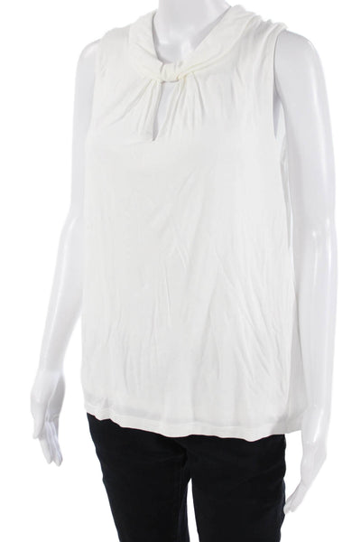 Cabi Women White Sleeveless Basic Blouse 100% Rayon Size M