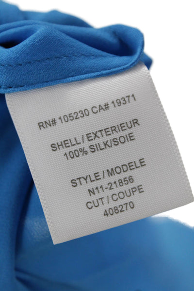 Joie Women Blue Silk Short Sleeve Round Neck Blouse Size XS