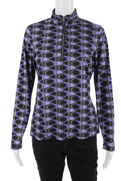Tail Women Black Geometric Mock Neck Long Sleeve Top Size S