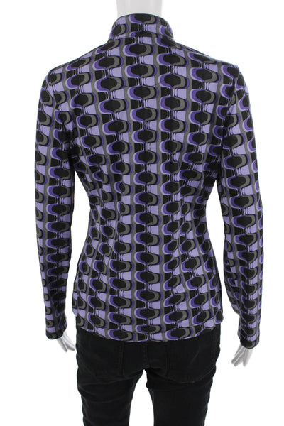 Tail Women Black Geometric Mock Neck Long Sleeve Top Size S