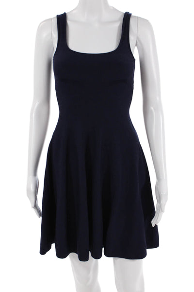 Aqua Women Fit & Flare Tank Dress Dark Blue Square Neck Sleeveless Size S