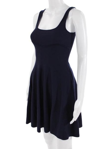 Aqua Women Fit & Flare Tank Dress Dark Blue Square Neck Sleeveless Size S
