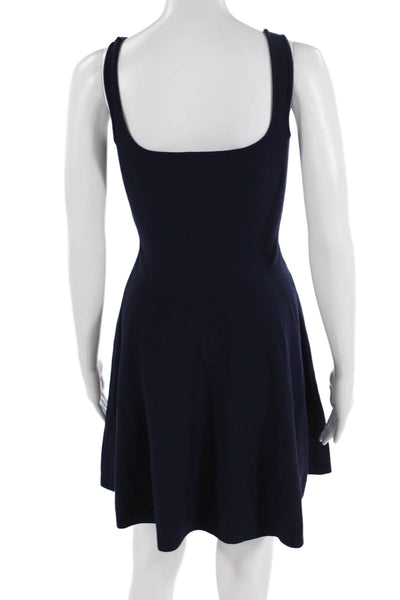 Aqua Women Fit & Flare Tank Dress Dark Blue Square Neck Sleeveless Size S