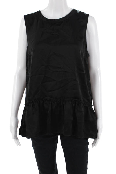 ATM Womens Black Tank Solid Round Neck Triacetate Cupro Size L