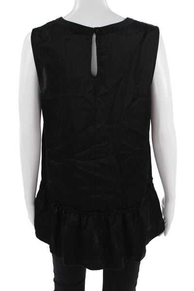 ATM Womens Black Tank Solid Round Neck Triacetate Cupro Size L