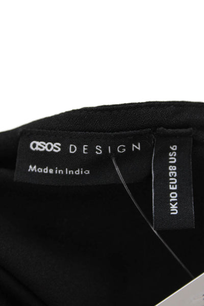 Asos Women Black V-Neck Spaghetti Strap Camisole Polyester Buckle Size 6