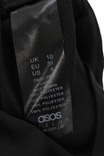 Asos Women Black V-Neck Spaghetti Strap Camisole Polyester Buckle Size 6