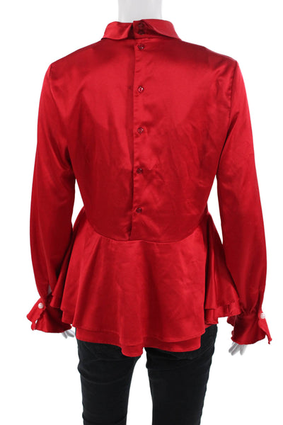 Nanette Nanette Lepore Women Red Mock Neck Long Sleeve Blouse Size S