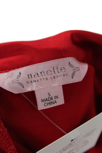 Nanette Nanette Lepore Women Red Mock Neck Long Sleeve Blouse Size S