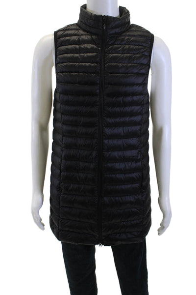 Designer Mens Quilted Puffer Jacket Black Zip Sleeveless Nylon Size L