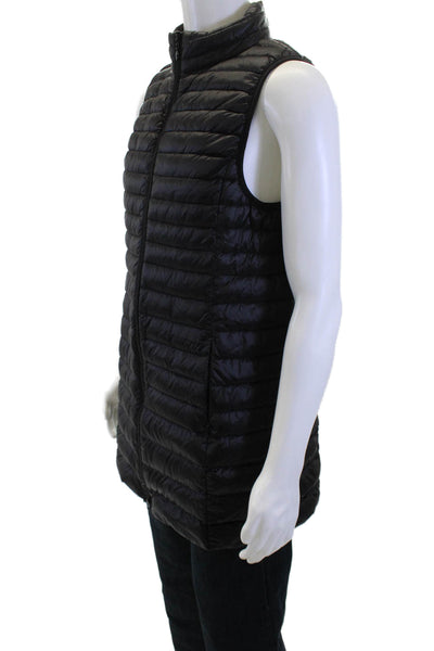 Designer Mens Quilted Puffer Jacket Black Zip Sleeveless Nylon Size L