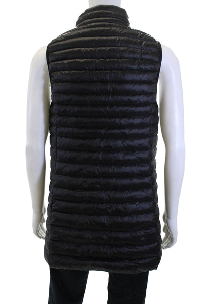 Designer Mens Quilted Puffer Jacket Black Zip Sleeveless Nylon Size L