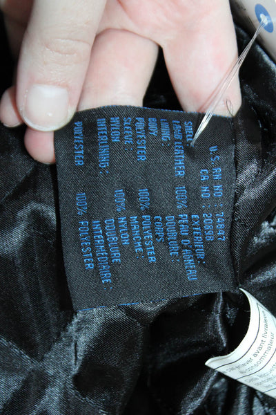 AM Studio Mens Overcoat Black Button Collared Polyurethane Long Sleeve Size XL