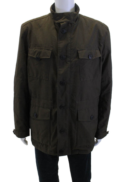 Marc New York Mens Military Jacket Brown High Neck Button Long Sleeve Size XL
