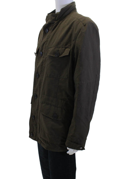 Marc New York Mens Military Jacket Brown High Neck Button Long Sleeve Size XL