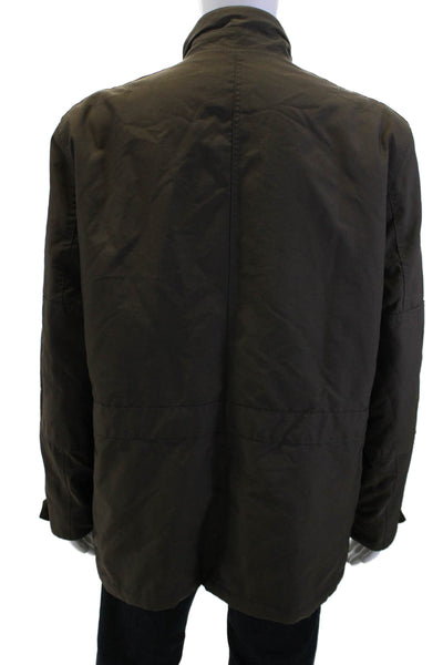 Marc New York Mens Military Jacket Brown High Neck Button Long Sleeve Size XL