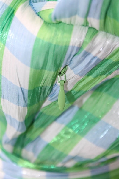 Tanya Taylor Womens Wrap Dress Green Check V-Neck Short Sleeve Mini Size 0