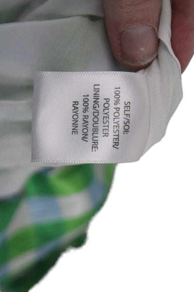Tanya Taylor Womens Wrap Dress Green Check V-Neck Short Sleeve Mini Size 0