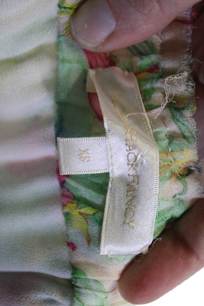 Love Shack Fancy Womens Peasant Mini Green Floral Viscose Skirt Size XS