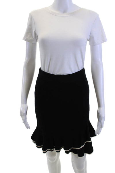 Club Monaco Women Flare Trumpet Skirt Black Merino Wool Size XS