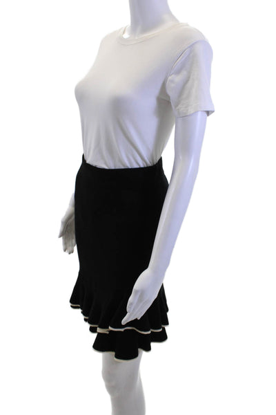 Club Monaco Women Flare Trumpet Skirt Black Merino Wool Size XS