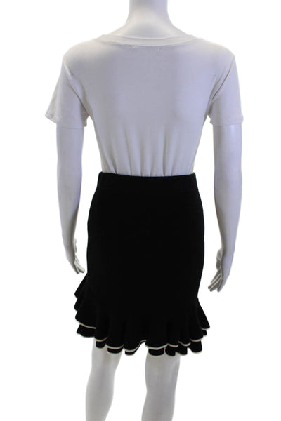 Club Monaco Women Flare Trumpet Skirt Black Merino Wool Size XS