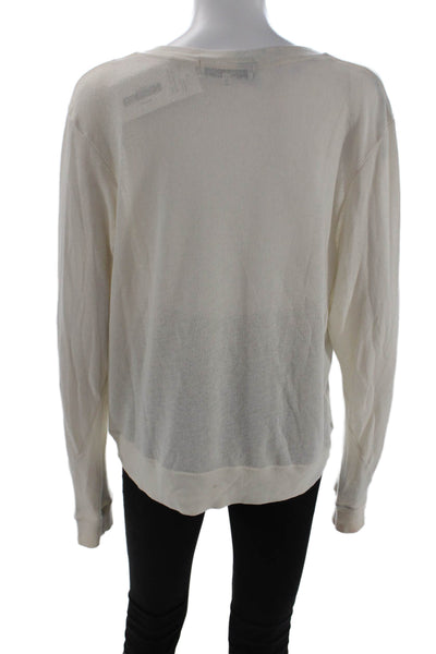Wildfox, Womens Pullover Sweatshirt Beige Graphic Round Neck Long Sleeve Size M