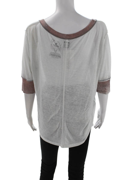 Trunk Women Jersey Ringer White 3/4 Sleeve Round Neck Music Graphic Size M