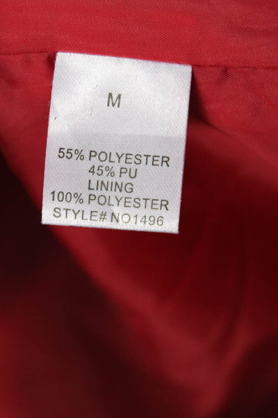 Nude Womens Biker Motorcycle Jacket Red Buckle Collared Long Sleeve Size M
