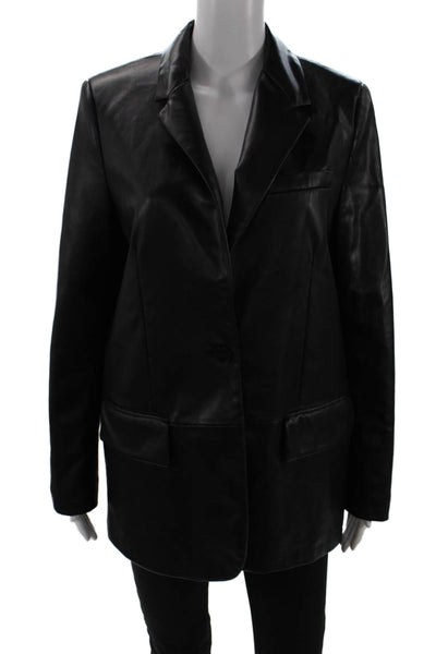 Zara Womens Classic Black Collared Long Sleeve Button Blazer Polyester Size M