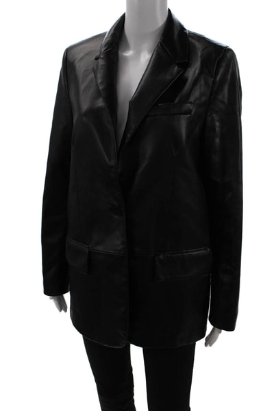 Zara Womens Classic Black Collared Long Sleeve Button Blazer Polyester Size M