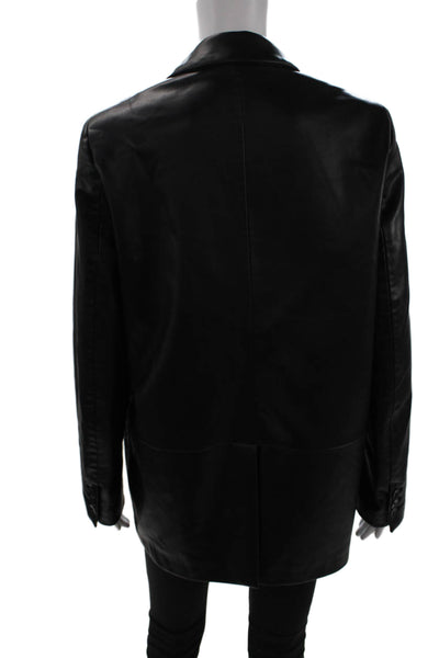 Zara Womens Classic Black Collared Long Sleeve Button Blazer Polyester Size M