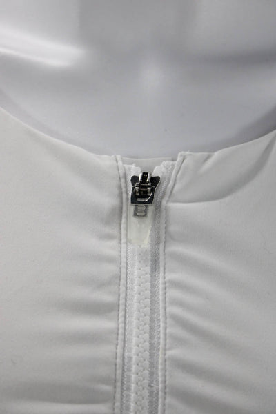 Outdoor Voices Womens Hook Back Zip Front Stretch Sports Bra White Size S/M