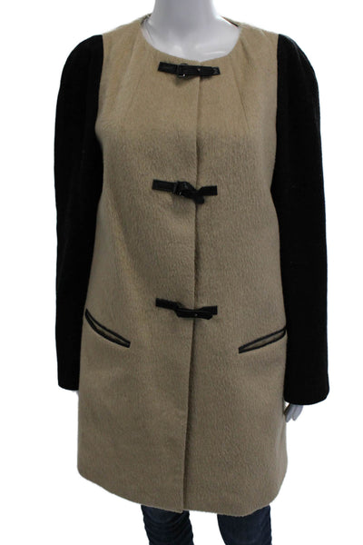Leifsdottir, Womens Beige Buckle Overcoat Designer Size 10